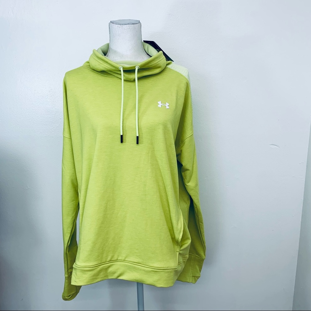 Under Armor Womans Loose Funnel Neck Sweatshirt XLT Long Vented Sleeve Green NEW